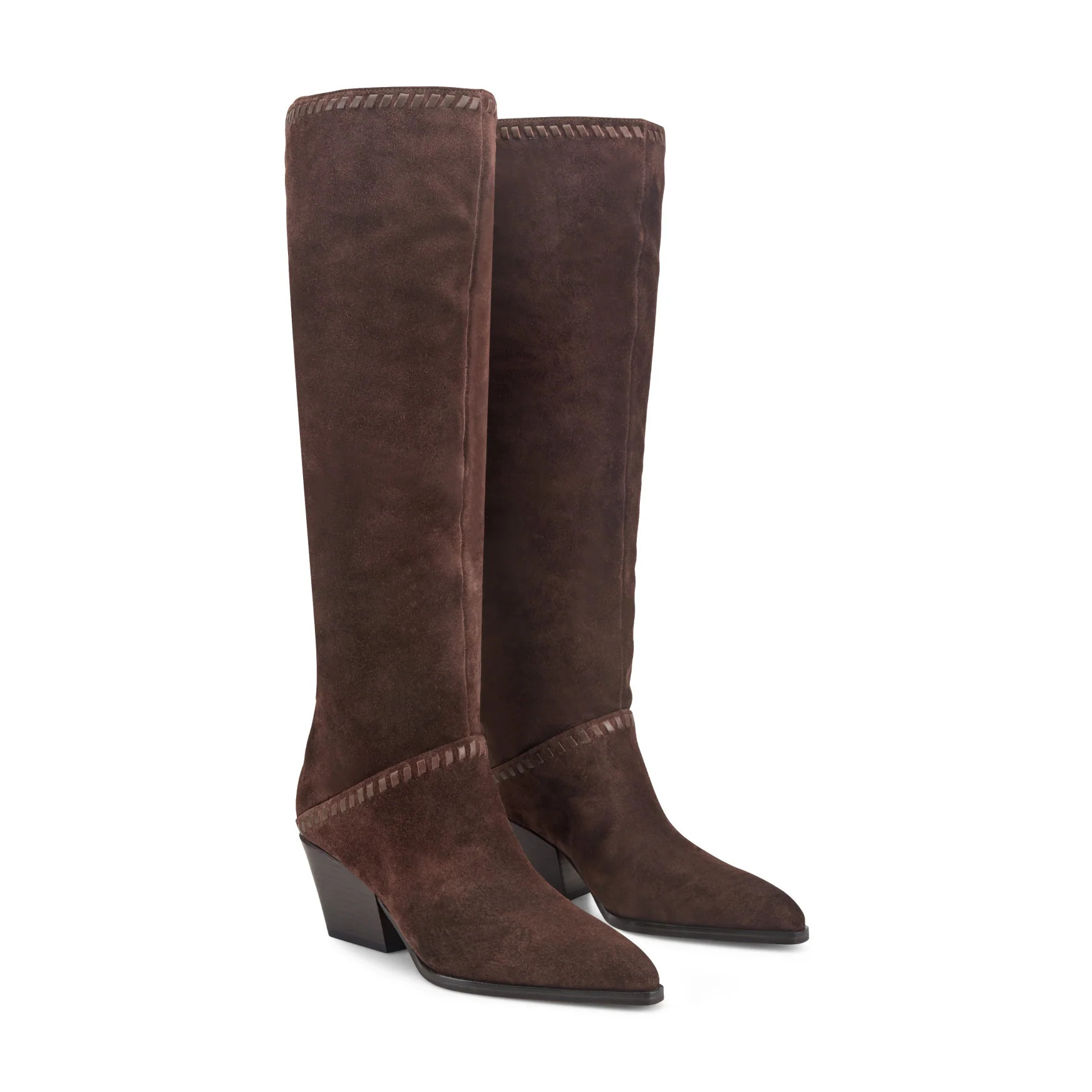 Women's Tayla Block Heel Leather Boot - Dark Brown Suede | Marc Fisher Footwear | Marc Fisher