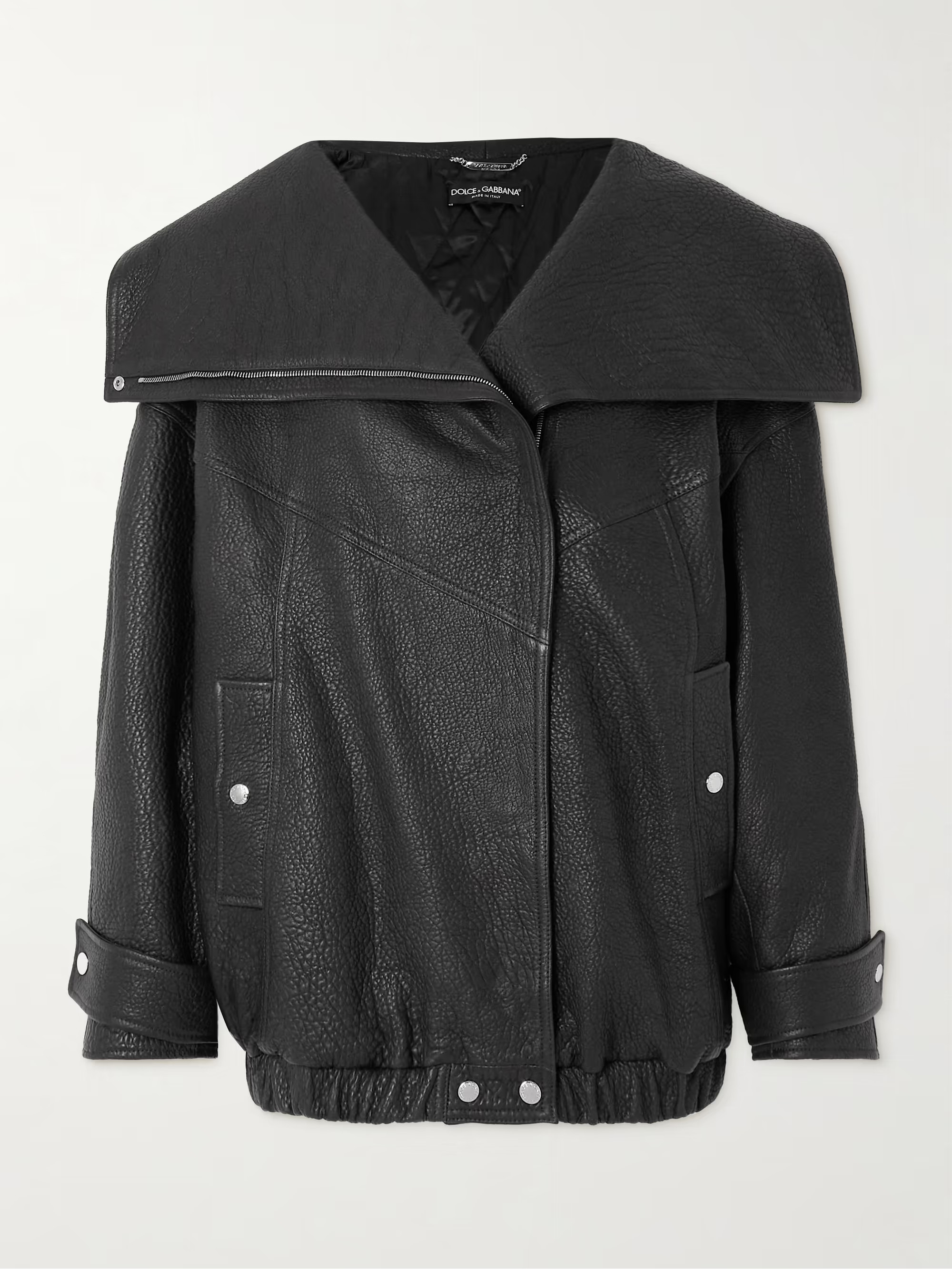 Oversized textured-leather biker jacket | NET-A-PORTER (UK & EU)