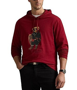 Polo Ralph Lauren Big Tall Polo Bear Jersey Long Sleeve Hoodie T-Shirt - LT | Dillard's