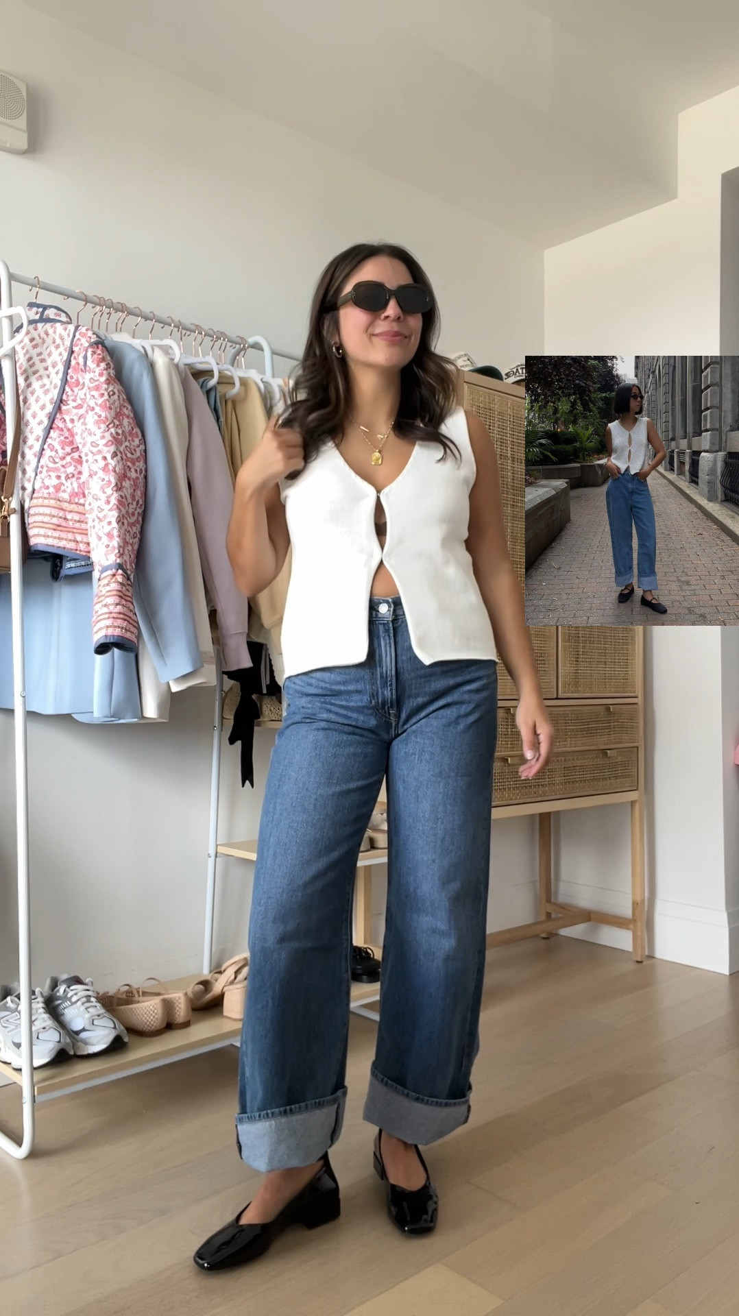 Recreating Pinterest outfits from Amazon & love this neutral vibe! Found this cute button up sweater top - can be worn open or closed :) paired it with wide leg jeans + cute flats. Great for a day out, date night, etc 

Sizing:
Top - sized up to an L
Jeans - true to size, 29

#LTKfindsunder50 #LTKSeasonal #LTKVideo