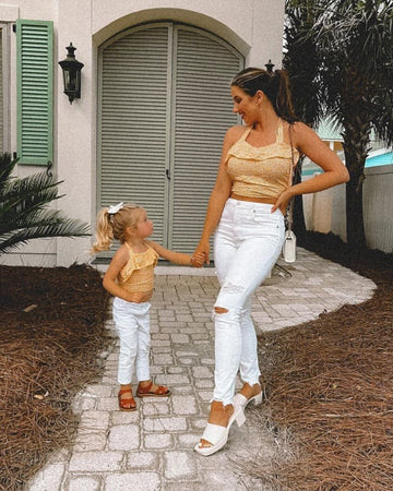 Mylee Halter Ruffle Crop Top - Yellow Daisy | Bailey's Blossoms