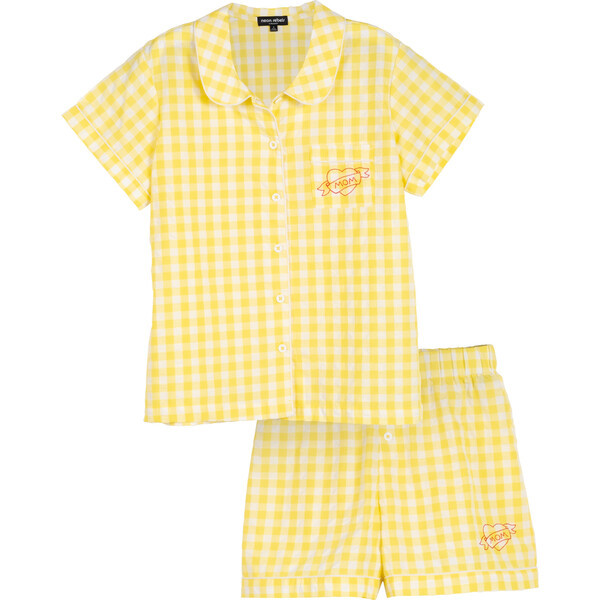 Women's Florence Button Front Set, Lemon Gingham | Maisonette