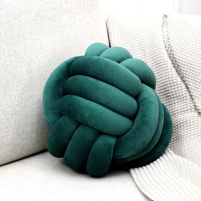 Petrella Dark Green Knot Pillow Ball, 11 Inch Round Decorative Throw Pillow | Amazon (US)
