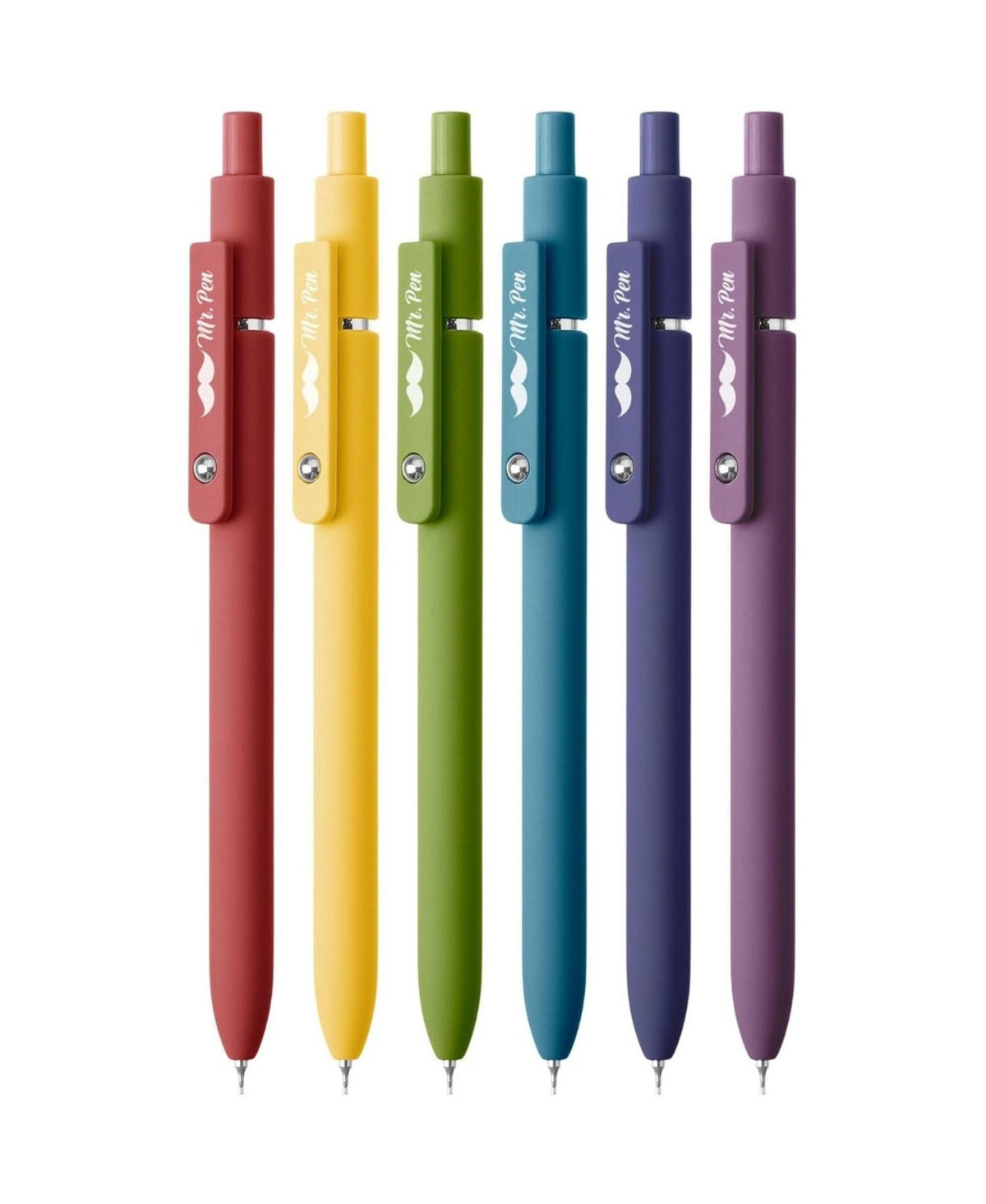 Mr. Pen Retractable Gel Pens, 6 Pack, Vintage Color Barrels, Black | Macy's