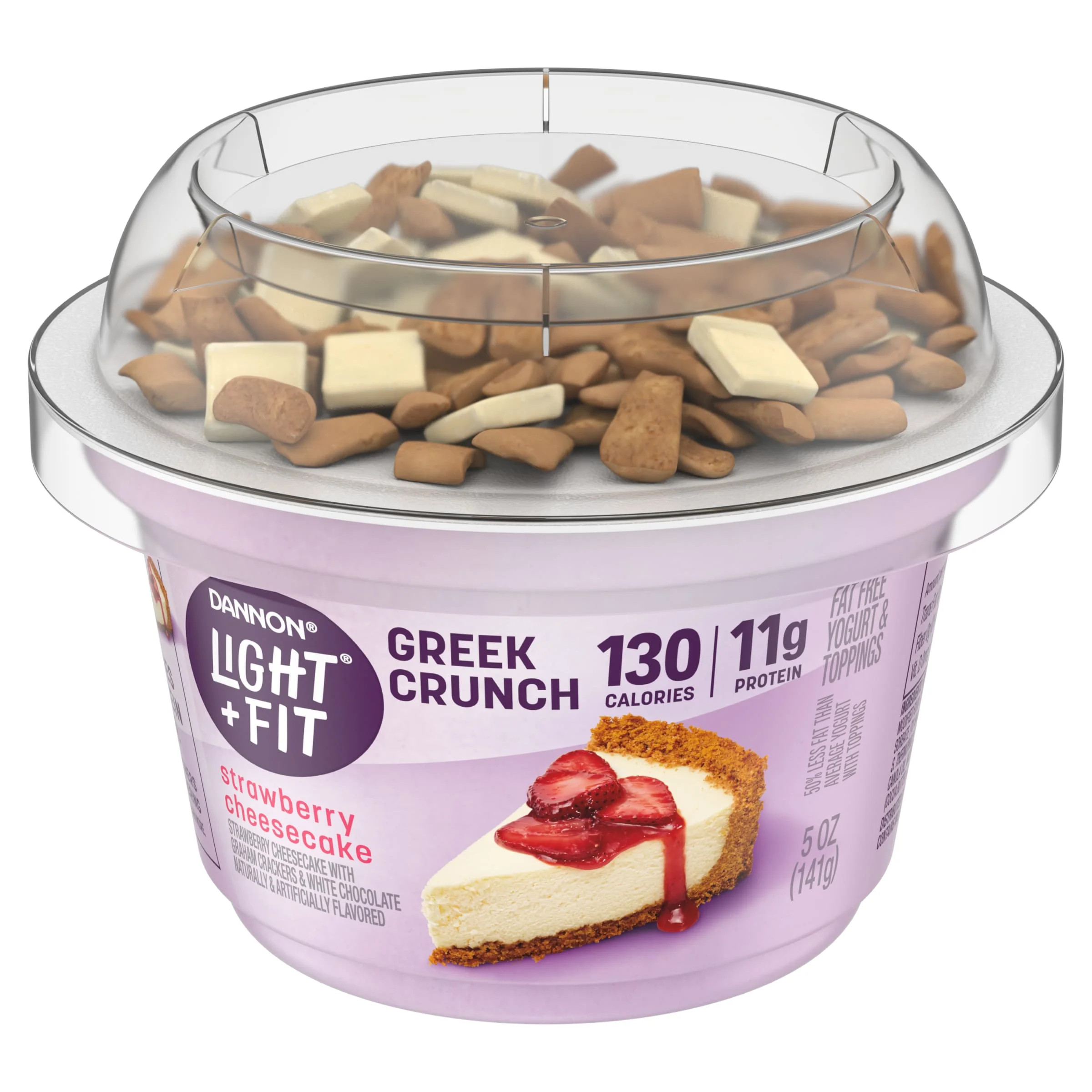 Dannon Light + Fit Strawberry Cheesecake Crunch Greek Fat Free Yogurt Cup, 5 oz | Walmart (US)