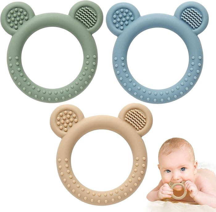 3 Pack BabyTeething Toys, Teethers for Babies 3-6 6-12 Months, BPA Free Teething Relief Easy to H... | Amazon (US)