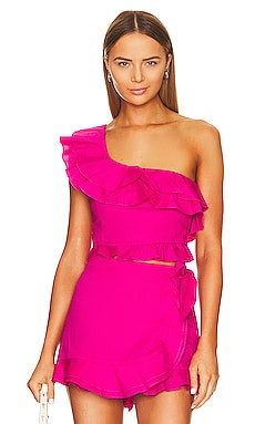 Show Me Your Mumu x REVOLVE Leni Ruffle Top in Hot Pink from Revolve.com | Revolve Clothing (Global)