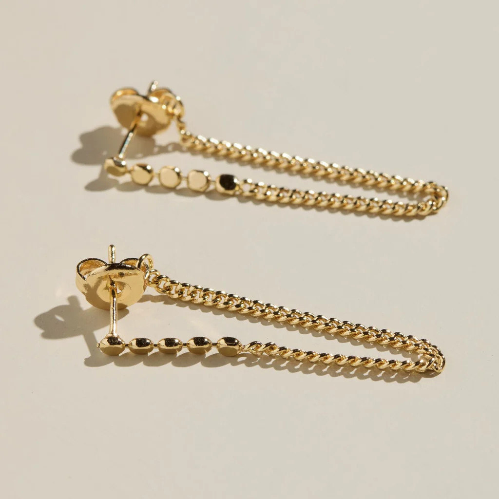 Gold Beaded Drop Statement Earrings | Nickel and Suede