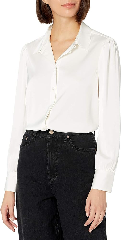 The Drop Women's @Lucyswhims Long-Sleeve Button-Down Stretch Satin Shirt | Amazon (US)