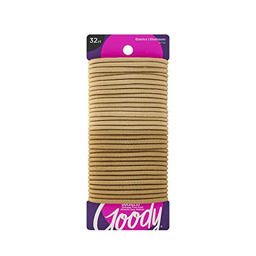 Goody Ouchless Elastic Hair Tie - 32 Count, Blonde - 4MM for Medium Hair - Slideproof Pain-Free Hair Accessories for Men, Women, Boys, and Girls - Perfect for Long Lasting Braids, Ponytails, and More | Amazon (US)