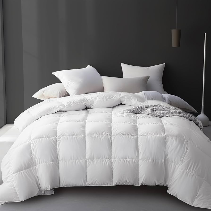 Hotel Grand Luxury White Goose Feather Down Fiber Comforter King Size, 100% Cotton All Season Duv... | Amazon (US)