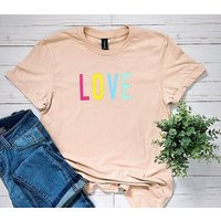 Love Graphic Tee Trendy Rainbow Shirt, Valentine Gift | Etsy (US)