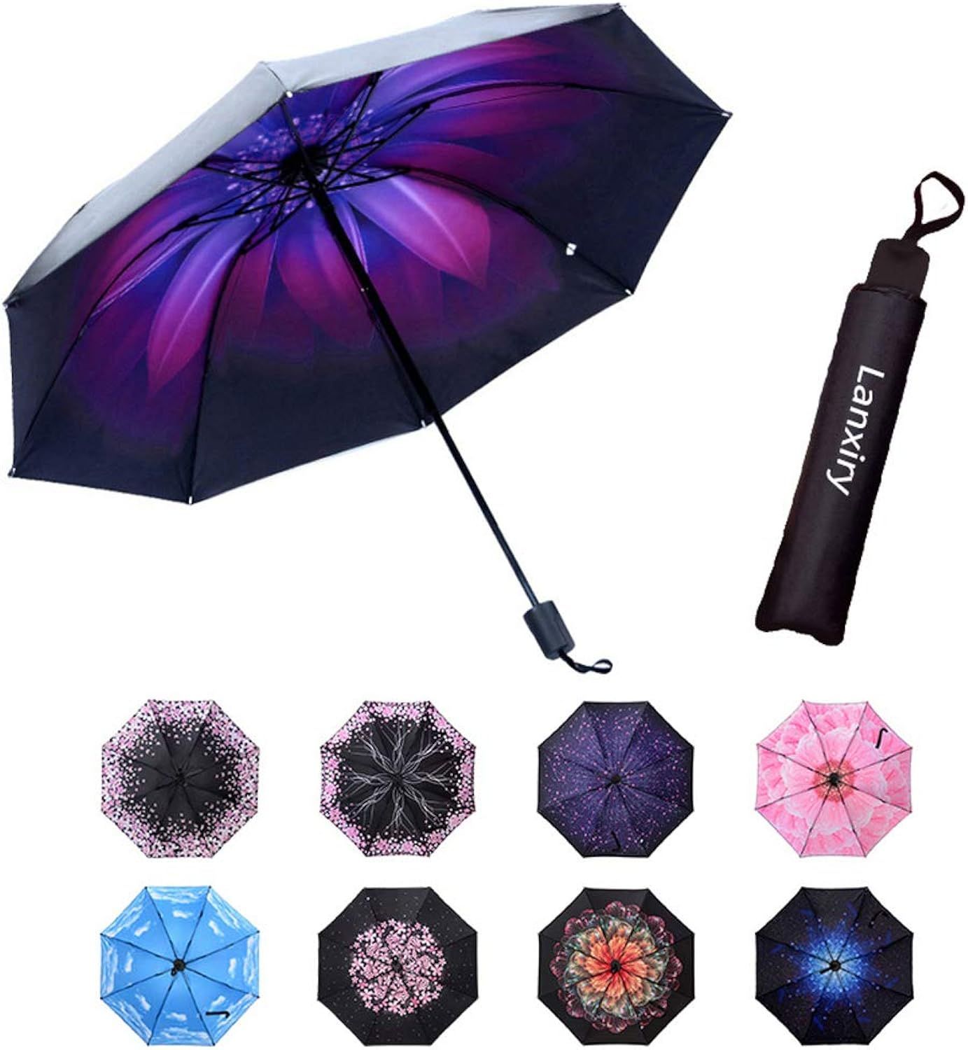 Compact Travel Umbrella,Windproof Waterproof Stick Umbrella Anti-UV Protection Golf Umbrellas | Amazon (US)