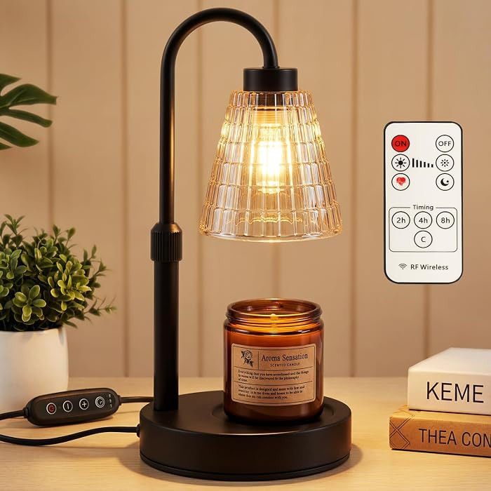 Candle Warmer Lamp with Remote Control Timer Dimmer - Wax Melt Warmer with 2 Bulbs, Adjustable He... | Amazon (US)