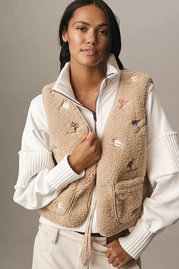 Flat White Skier Icon Fleece Vest | Anthropologie (US)