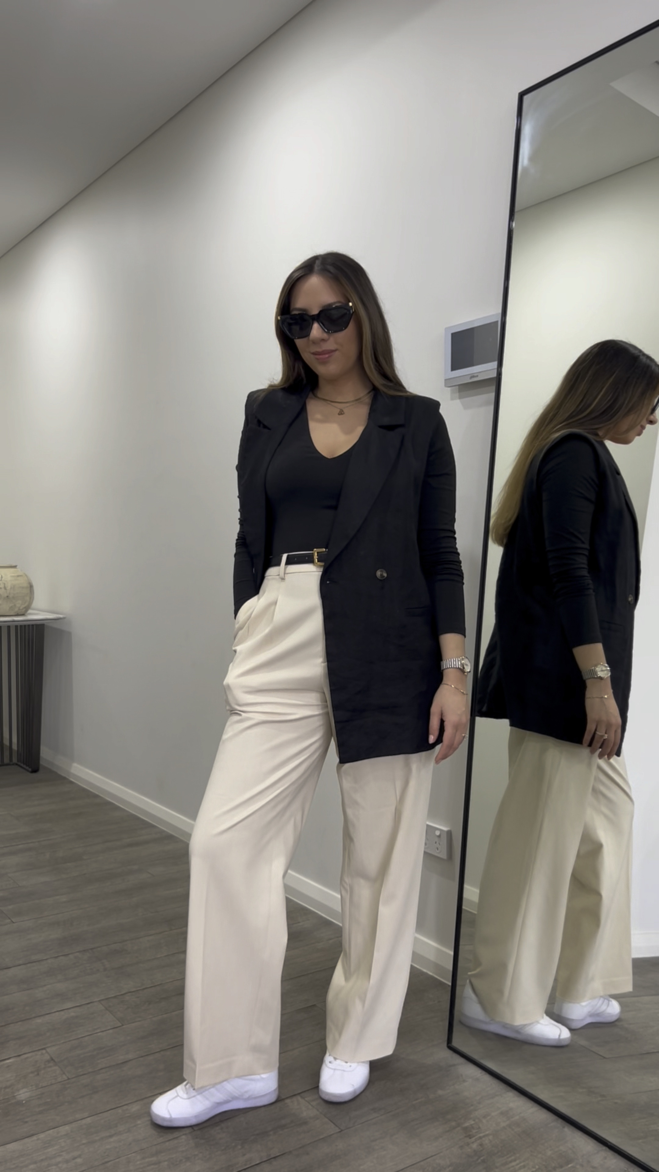 Monday work fit 🕶️

Top - Dazie size 8 
Vest - Dissh size 8 (old linked similar)
Pants - Uniqlo (linked similar)
Sunglasses - Tiffany 

#capsulewardrobe #elevatedbasics #tailoredpants #neutraloutfit #smartcasual #workwearlook #timelessoutfit #blazer #winterstyle

#LTKaustralia #LTKworkwear #LTKfit