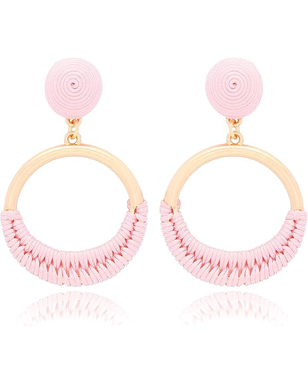 Round Shape Bohemian Dangle Earrings Weaving Rope Boho Handmade Earring for Women Gifts Fashion D... | Amazon (US)