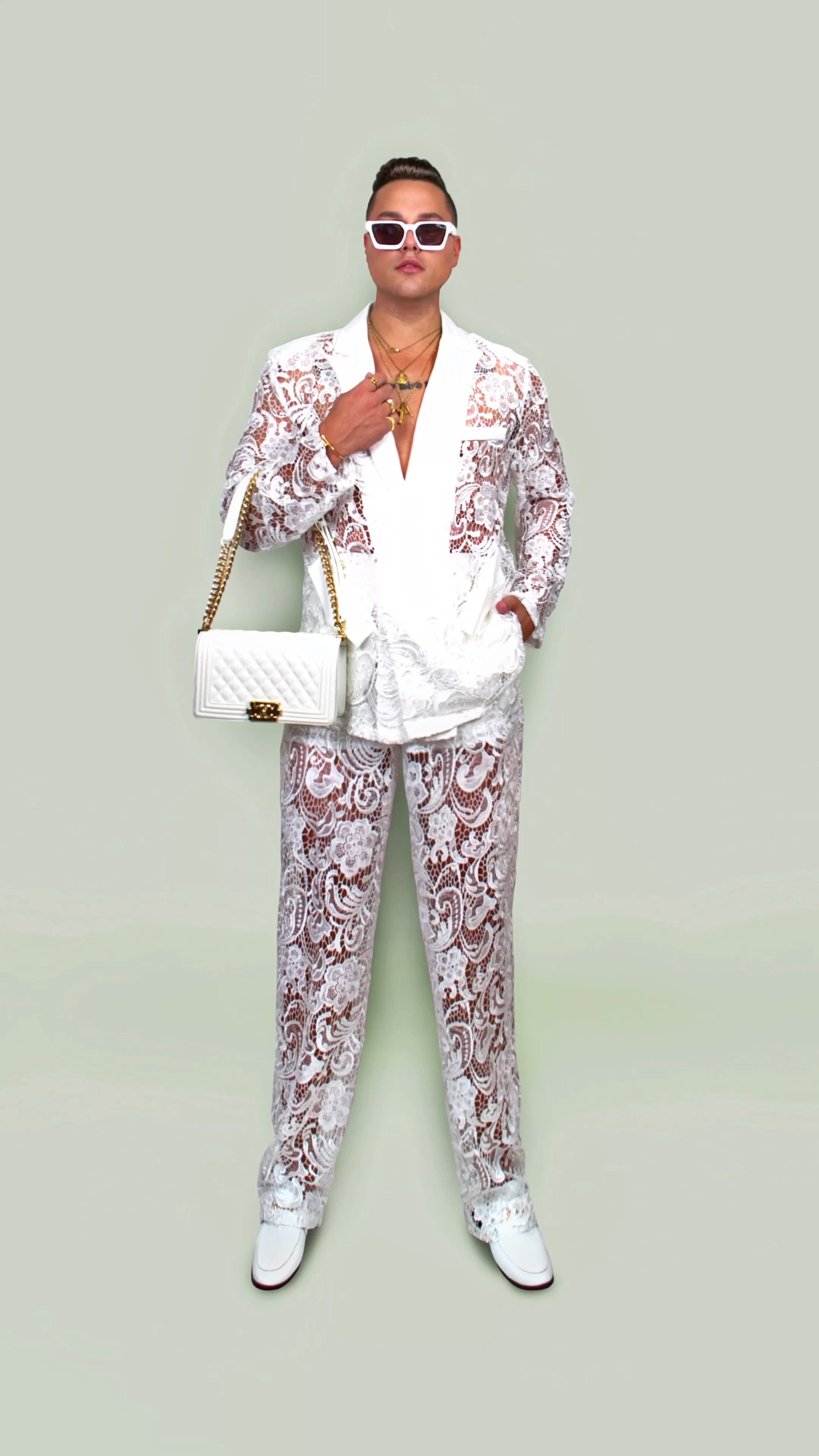 This white lace suit was an instant buy once I saw it. It also comes in black which I tagged below, but I fell in love with the white. Great for bridal/wedding events like bachelor or bachelorette parties, or vacation looks for spring/summer vibes. I tagged it with my white Chanel boy bag with champagne gold hardware, Gucci loafers. And Louis Vuitton sunglasses. 

#LTKVideo #LTKWedding #LTKMens