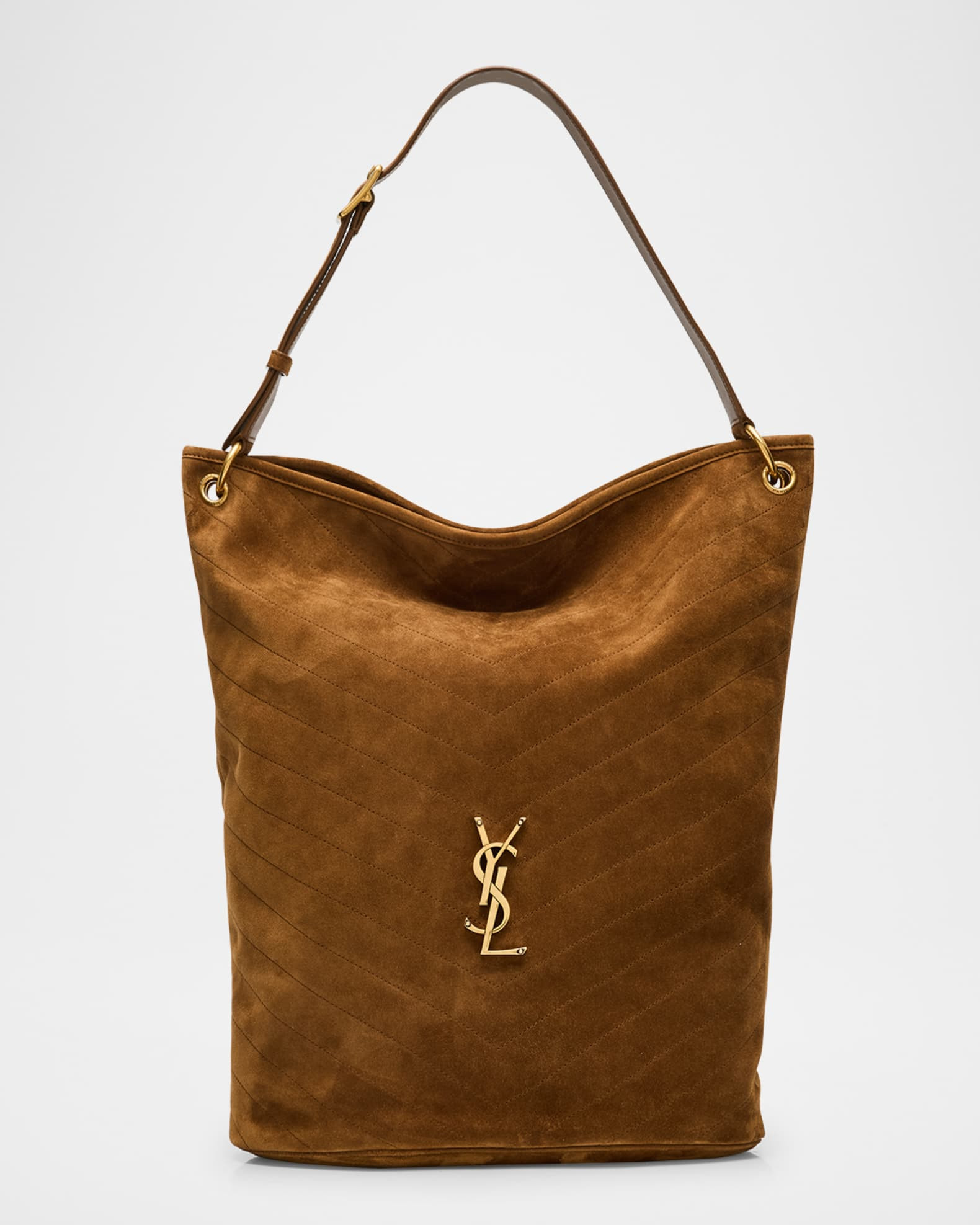 Saint Laurent Niki YSL Bucket Bag in Quilted Suede | Neiman Marcus