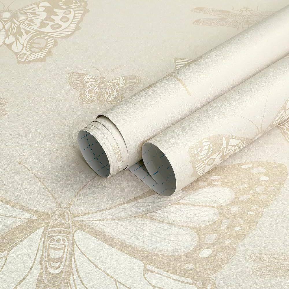 Guvana Peel and Stick Wallpaper Butterfly Pattern Contact Paper Brown and Beige Self Adhesive Wal... | Amazon (US)