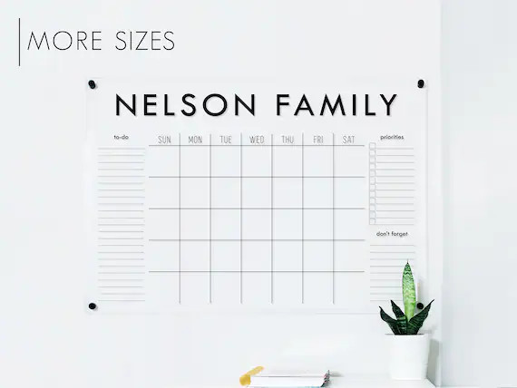 Large Acrylic Calendar, Dry Erase Monthly Acrylic Wall Calendar, 2022 Minimalist Wall Calendar, C... | Etsy (US)