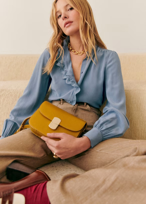 Chlo Shirt - Vintage Blue - Silk - Sézane | Sezane Paris - US