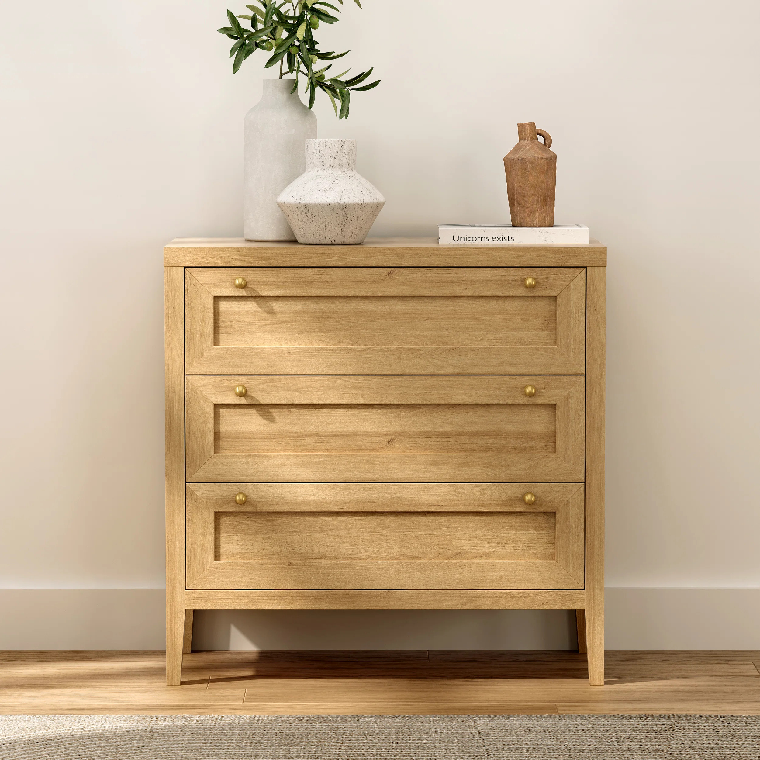 Farmhouse 3 Drawer Dresser,Wide Chest Of Drawers,Three Drawer Nightstand | Wayfair North America