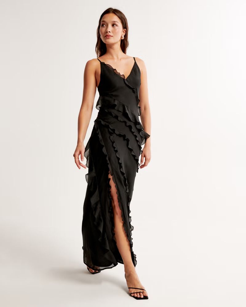 Draped Ruffle Maxi Dress | Abercrombie & Fitch (US)