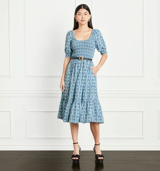 The Louisa Nap Dress - Trailing Vine Blue Crepe | Hill House Home