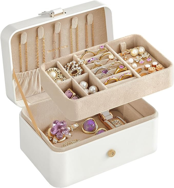 SONGMICS Jewelry Box, Travel Jewelry Case, 2-Layer Jewelry Holder Organizer, 4.3 x 6.3 x 3.1 Inch... | Amazon (US)