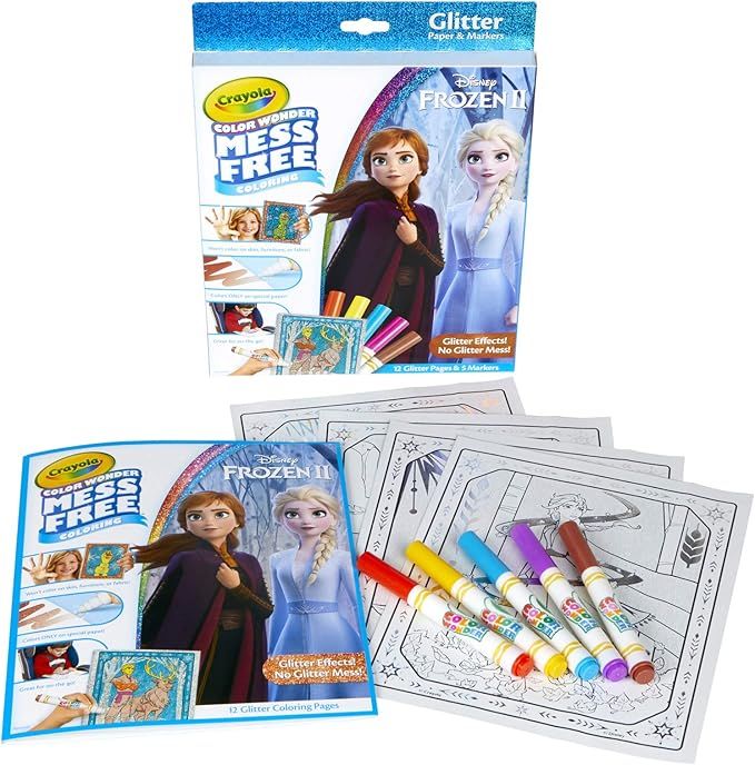 Crayola Frozen 2 Glitter Effects Color Wonder Set, Mess Free Coloring, Gift for Kids, 3, 4, 5, 6 | Amazon (US)