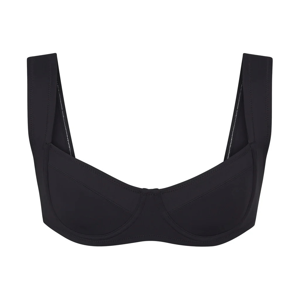 SHAPING SWIM UNLINED UNDERWIRE BIKINI TOP | ONYX | SKIMS (US)