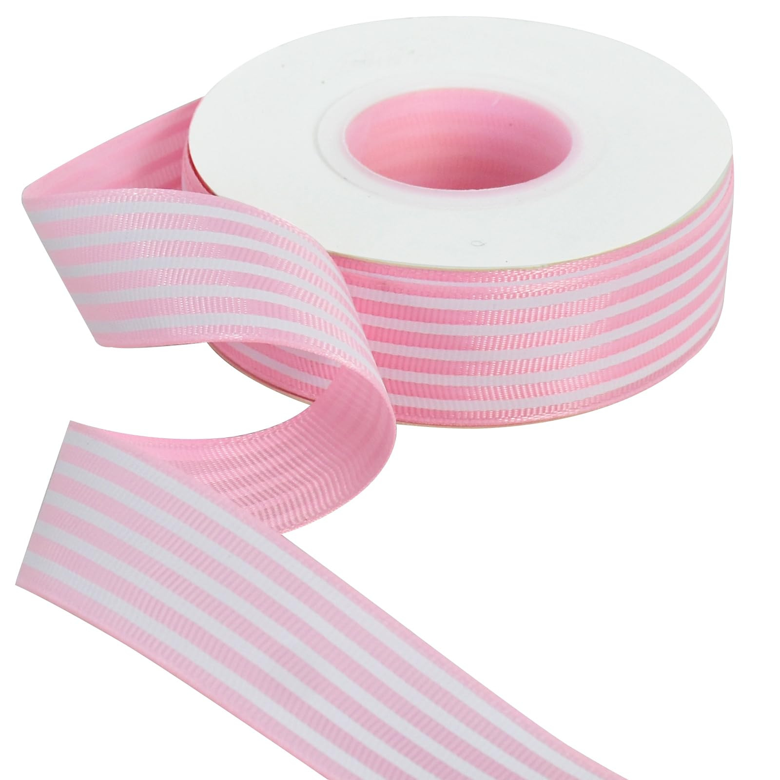 TONIFUL Pink White Striped Ribbon 1 Inch Wide Fabric Grosgrain Ribbons 25 Yards Roll for Gift Wrapping Valentine's Day DIY Hair Accessories Crafts Party Holiday Wedding Christmas Birthday Decoration | Amazon (US)