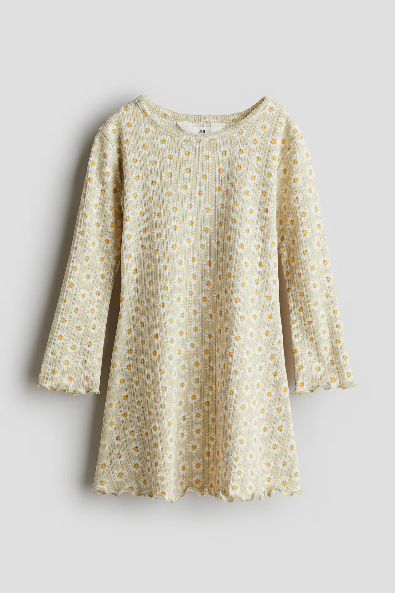 Long-Sleeved Jersey Dress - Light green/floral - Kids | H&M US | H&M (US + CA)