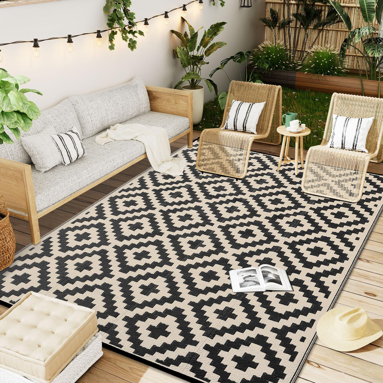 OLANLY Waterproof Outdoor Rug 8x10 ft, Outdoor Plastic Straw Rug for Camping, RV Mat Outside, Out... | Amazon (US)