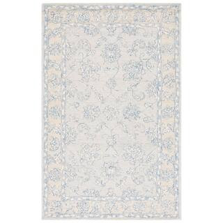 SAFAVIEH Micro-Loop Blue/Beige 6 ft. x 9 ft. Border Medallion Area Rug MLP535M-6 - The Home Depot | The Home Depot