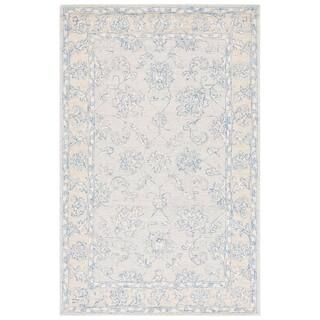 SAFAVIEH Micro-Loop Blue/Beige 6 ft. x 9 ft. Border Medallion Area Rug MLP535M-6 - The Home Depot | The Home Depot