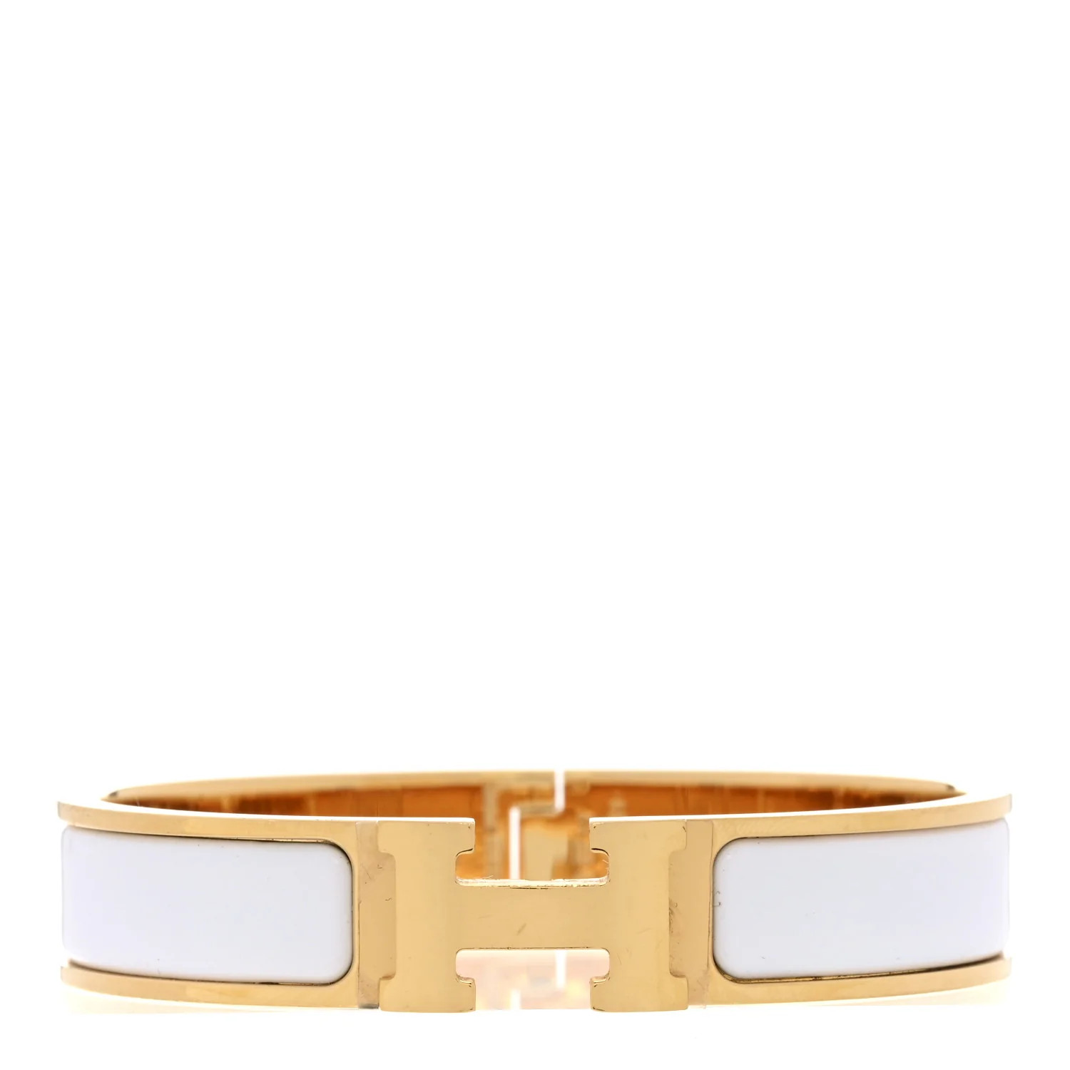 Enamel Narrow Clic Clac H Bracelet PM White | FASHIONPHILE (US)