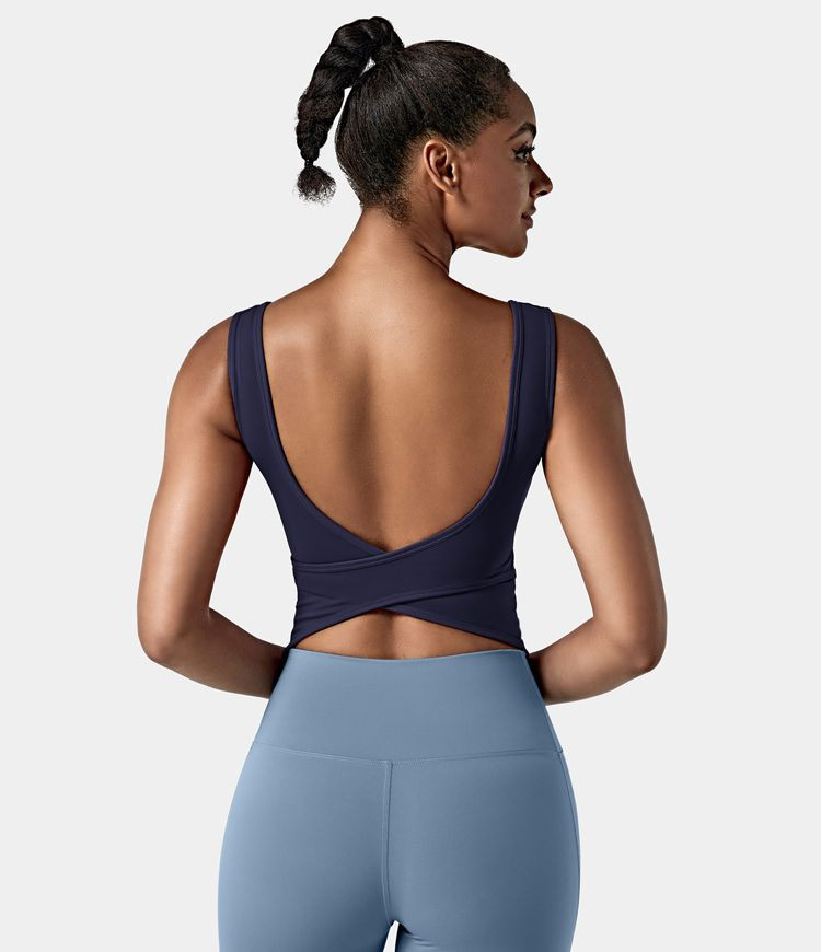 Women’s U Neck Backless Crossover Barre Ballet Dance Tank Top - Halara | HALARA
