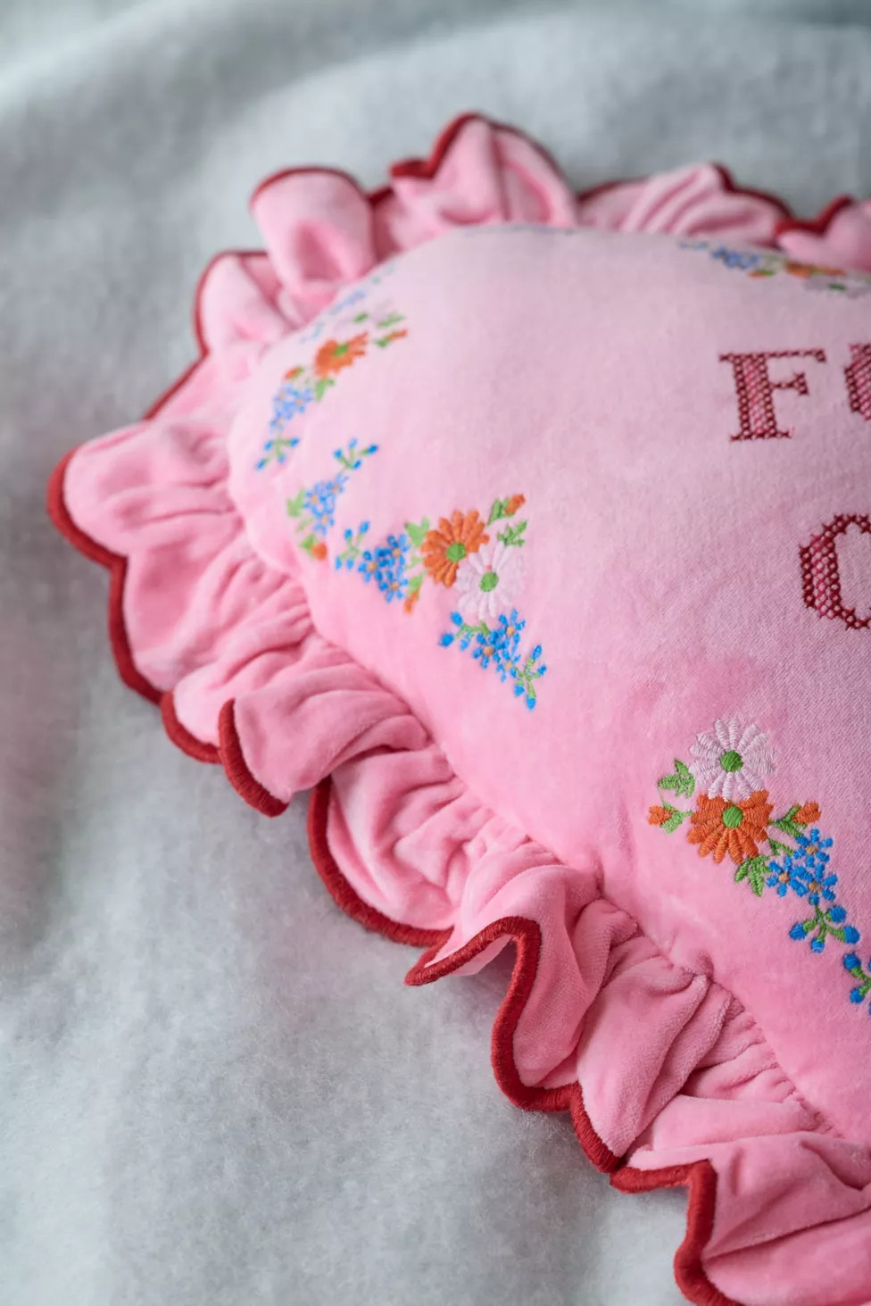 Ruffle Heart Velvet Throw Pillow | Urban Outfitters (US and RoW)