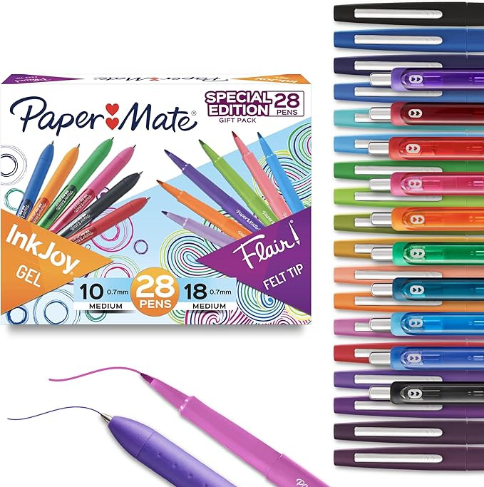 Paper Mate Pens Variety Pack, InkJoy Retractable Gel Pens, Flair Felt Tip Pens, 28-Count, Assorte... | Amazon (US)