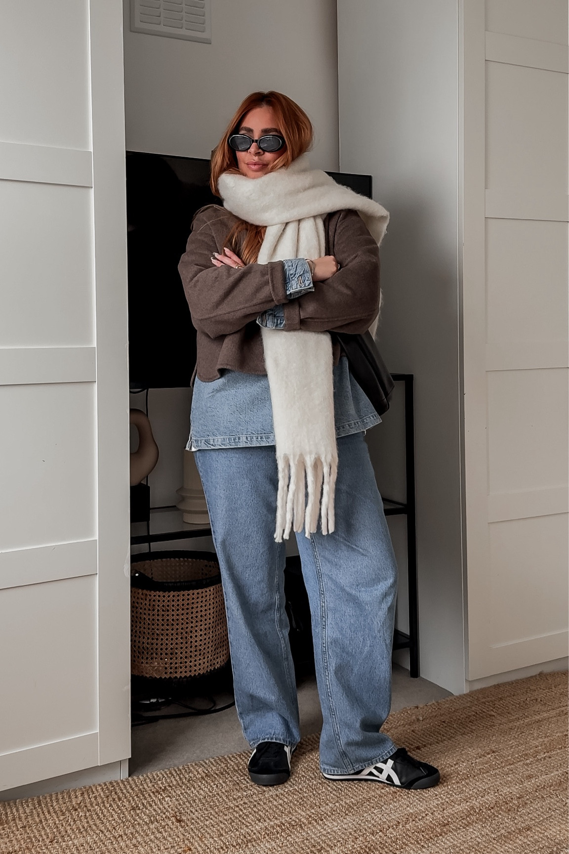 Double denim outfit 

90s baggy jeans - H&M
Denim shirt &/ zip up jacket originally Zara 
Scarf - Marks & Spencer’s
Trainers - Oniska tigers 
Black cross body bag - ARKET 

#LTKplussize #LTKSeasonal #LTKmidsize