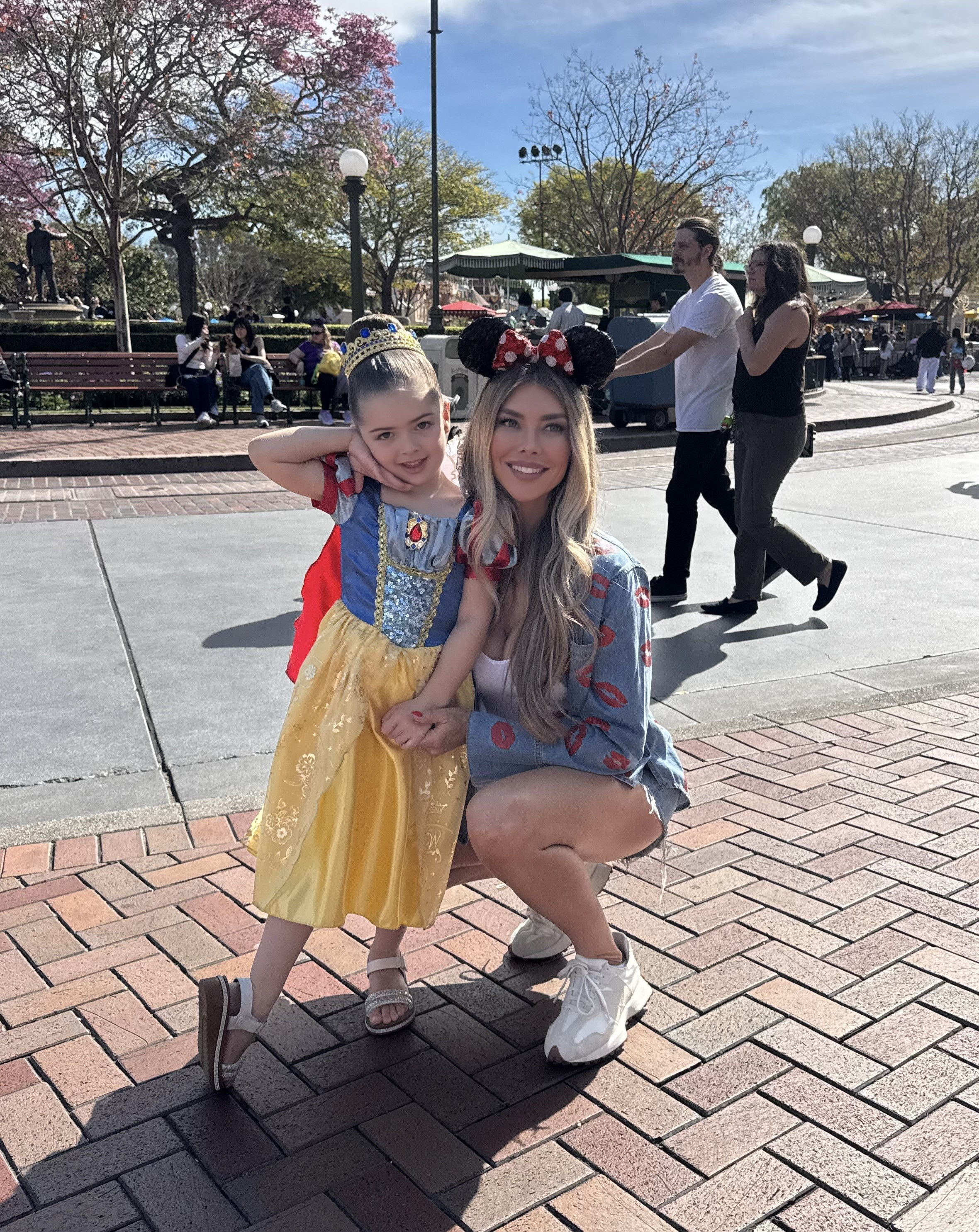A very Disneyland birthday for our little princess 👑

My oversized lip motif denim button down is gifted by Alice + Olivia. Use code MARISSA_15 for 15% off your order. My Versace sunglasses are sold out, but found some secondhand on Poshmark! My white v-neck is Theory and my cutoff denim shorts are Re/Done.  

 #LTKmomlife #LTKSaleAlert #LTKKids