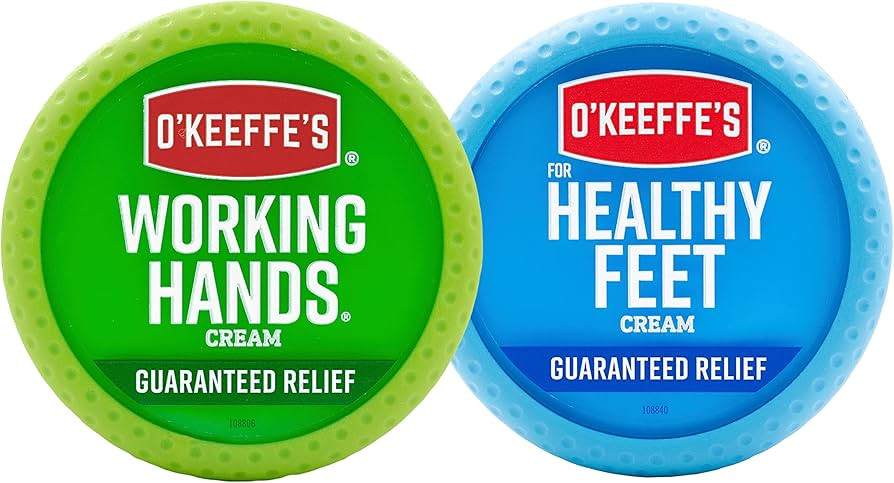 O'Keeffe's Working Hands Hand Cream (3.4 oz Jar) and Healthy Feet Foot Cream (3.2 oz Jar) - Repai... | Amazon (US)