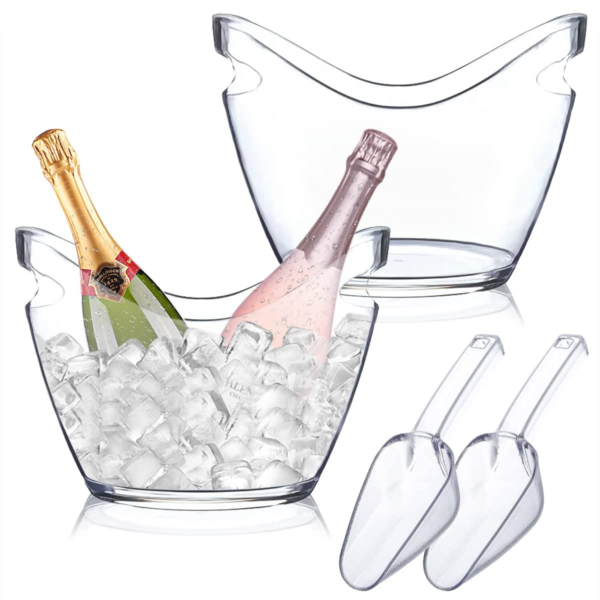 Ice Bucket 2 Pcs 4 Liter Beverage Tub Champagne Wine Bucket for Parties and Drinks Plastic Acrylic I | Amazon (US)