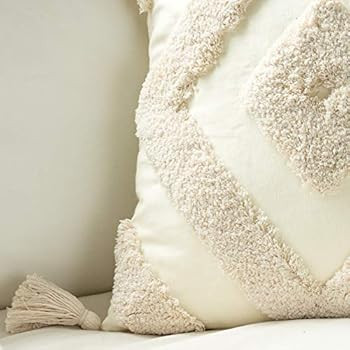 Woven Tufted Boho Throw Pillow Cover Set of 2, Modern Decorative Geometric Diamond Chevron Cushio... | Amazon (US)