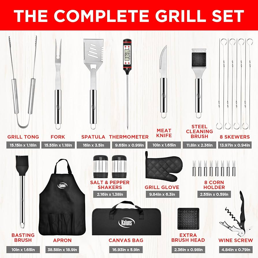 Kaluns Grilling Accessories, Dad Gifts for Fathers Day, Heavy Duty Stainless Steel Grill Set BBQ ... | Amazon (US)