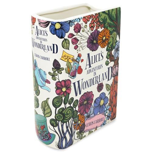 Steel Mill & Co Original Large Book-Shaped Decorative Vase, Ceramic Vases for Home Decor, Cute Bookshelf Decor, Unique Vase for Book Lovers, Alice's Adventures in Wonderland - Floral Nonsense | Amazon (US)