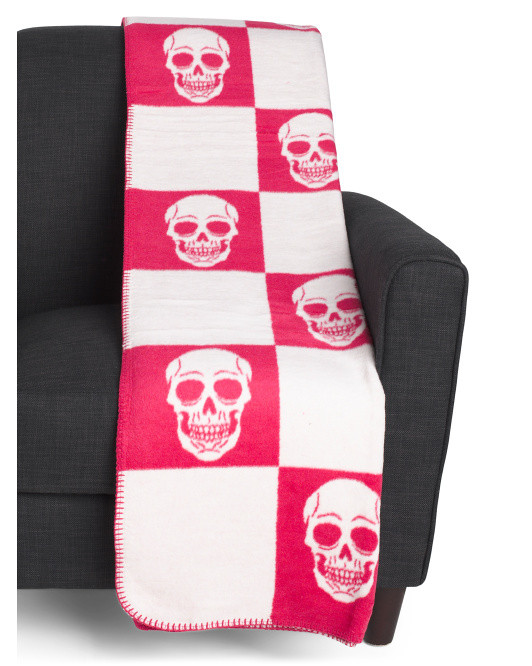 Made In Portugal Checkerboard Skulls Throw | TJ Maxx