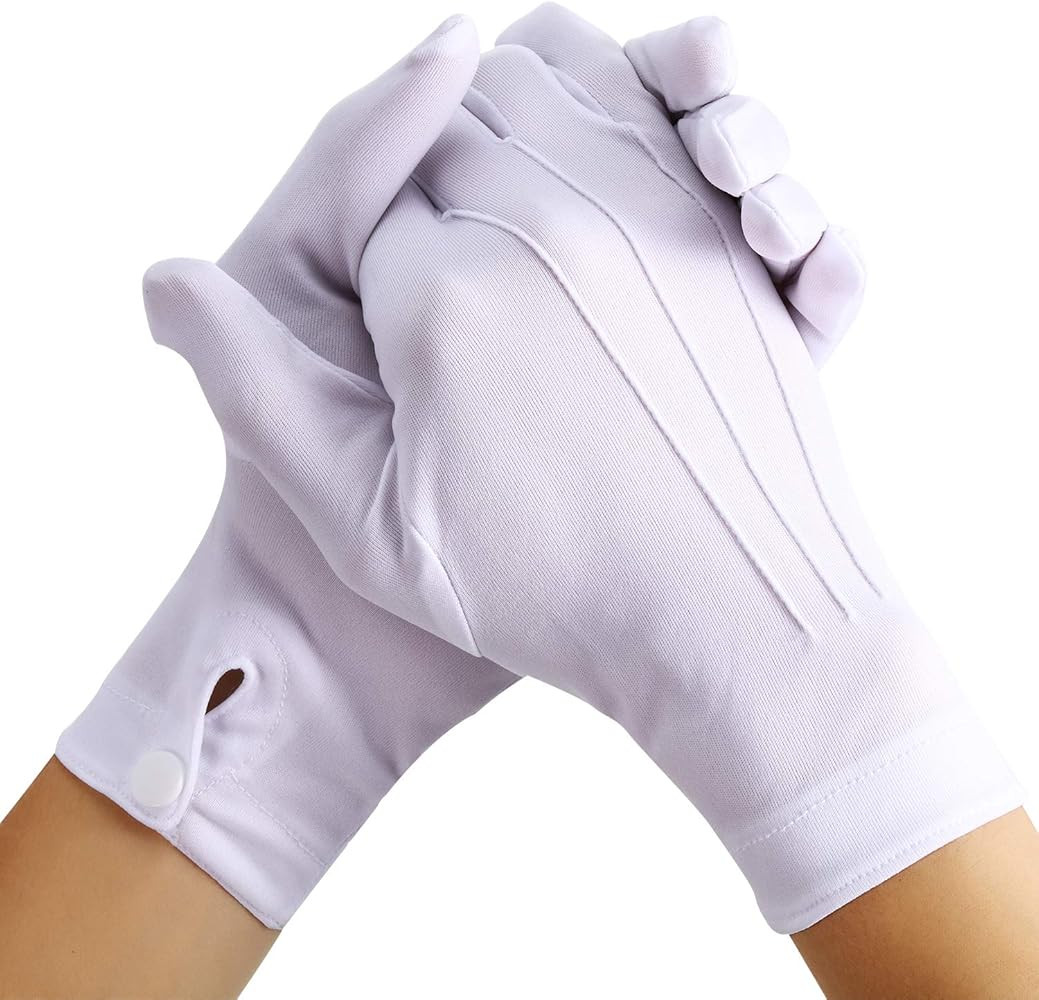 Shappy 2 Pairs White Cotton Glove Men Parade Formal Tuxedo Uniform Glove for Wedding Party Jewelr... | Amazon (US)
